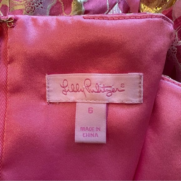 Lilly Pulitzer Raya Strapless Gold Floral Jacquard Dress Size 6 EUC $328 Fancy - Picture 6 of 11